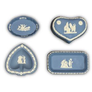 1969 Vintage Wedgwood Blue Jasperware Collection - 4 Piece Set